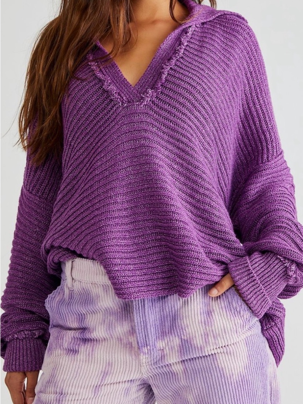 free people purple knit sweater